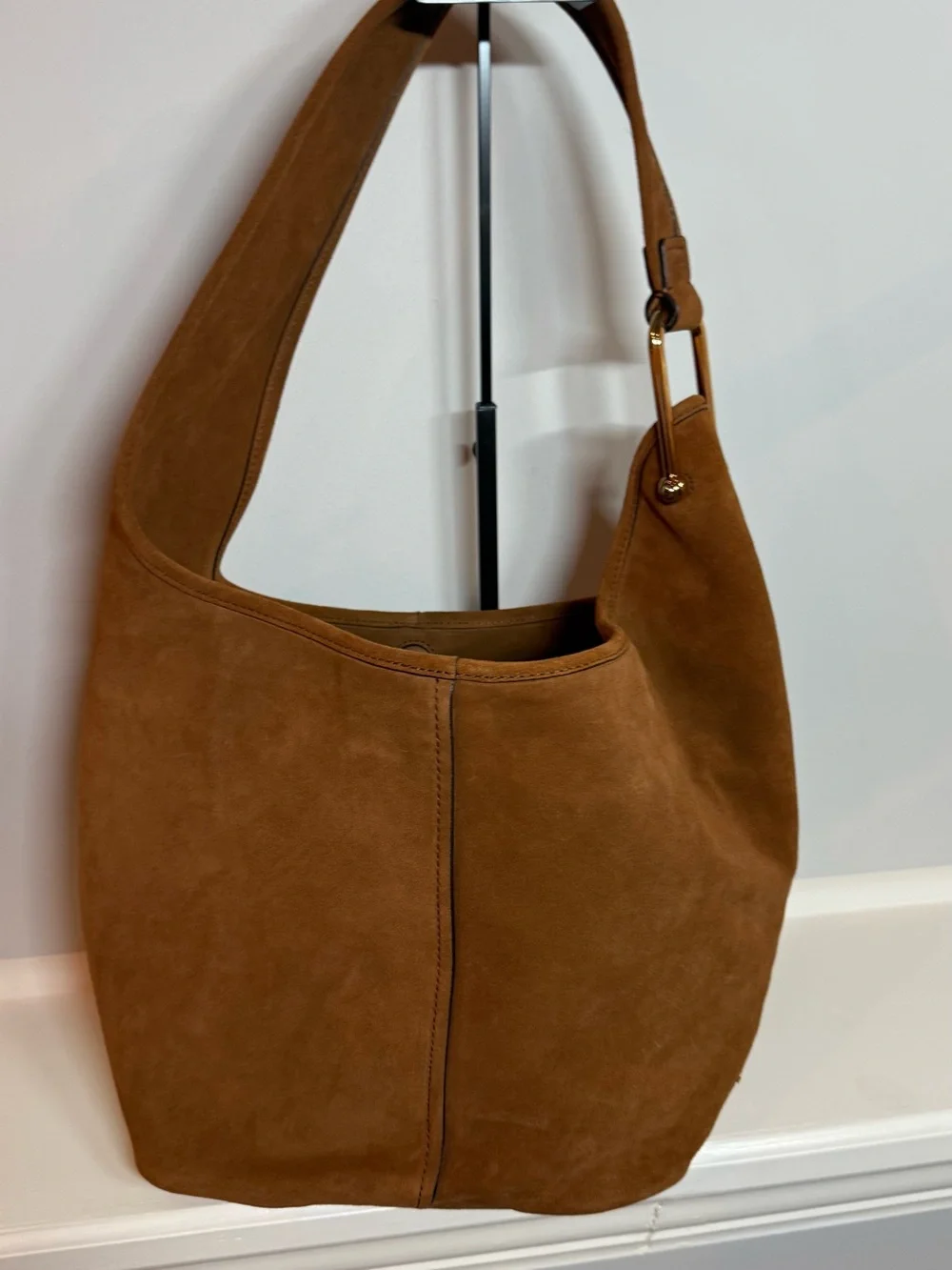 Suede Shoulder Bag in Brown - Picture 8 of 10